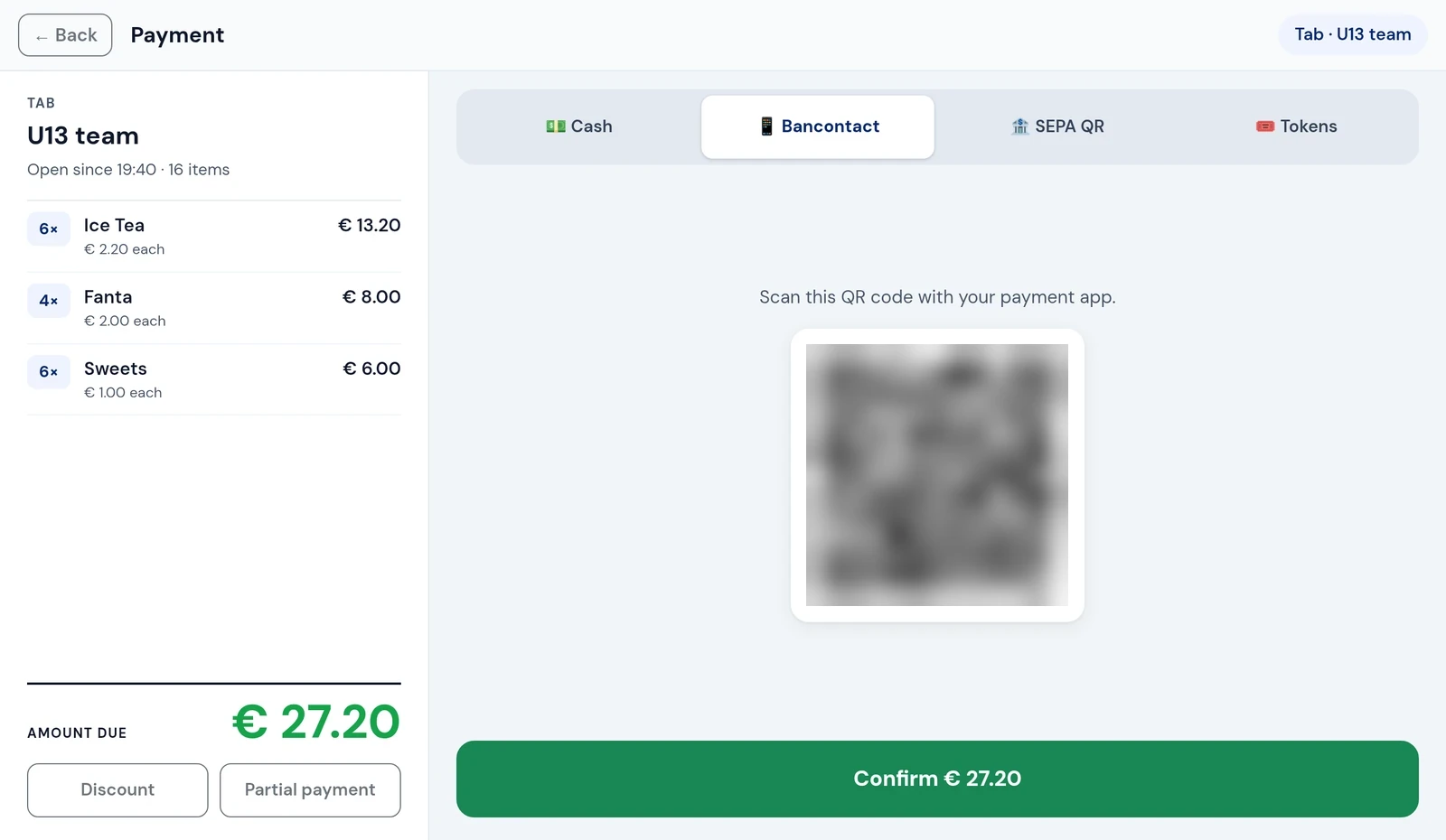 Betalen met Bancontact: QR-code met het bedrag al ingevuld